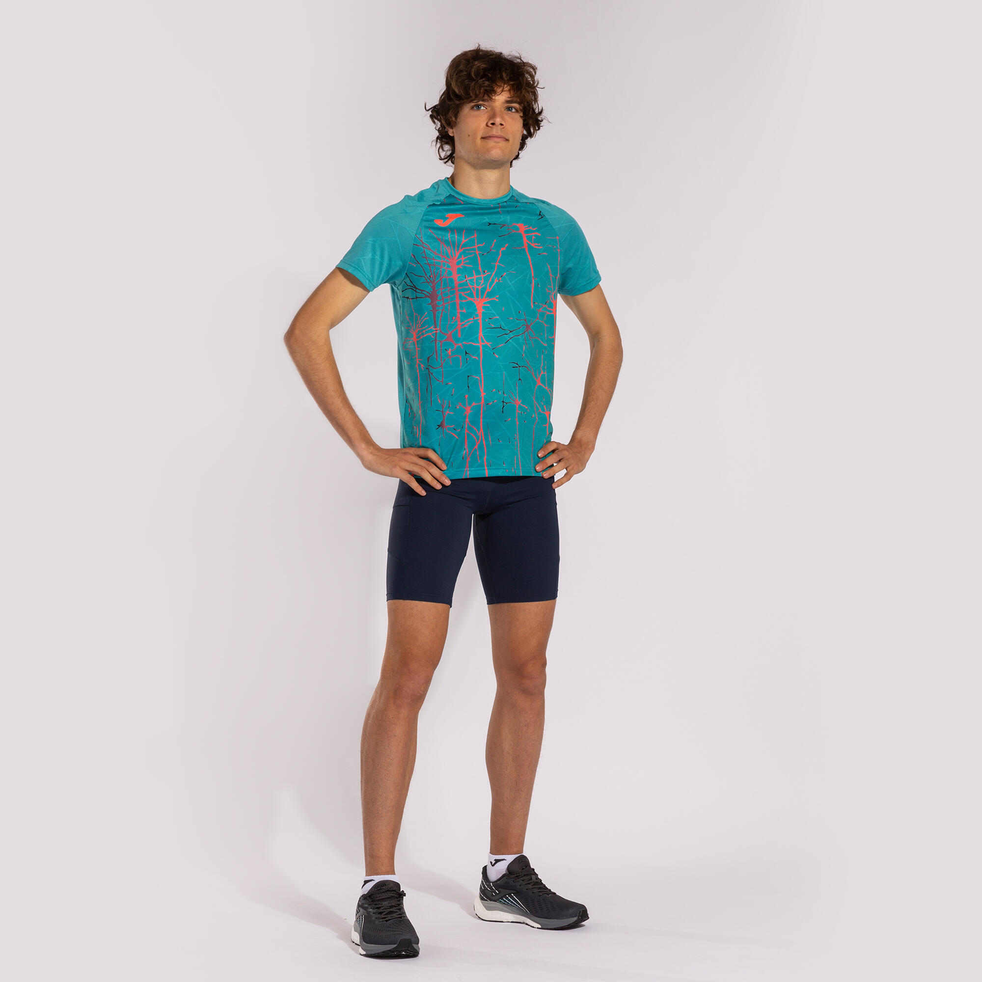 T-Shirt Manga Curta Running Homem Joma Elite IX Azul-Turquesa 4/5