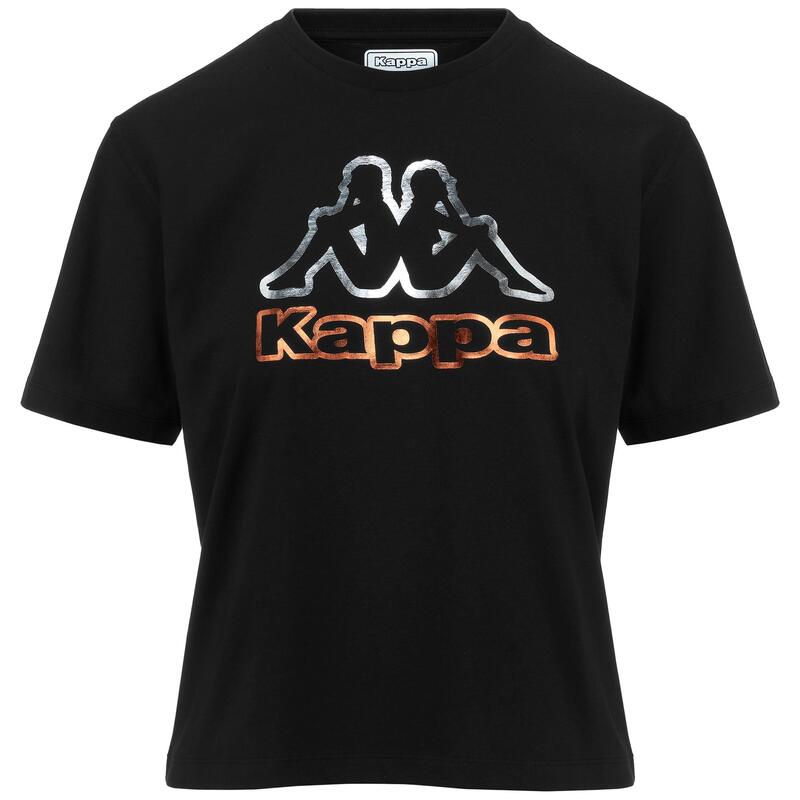 kappa t-shirt da donna in cotone nero da fitness .