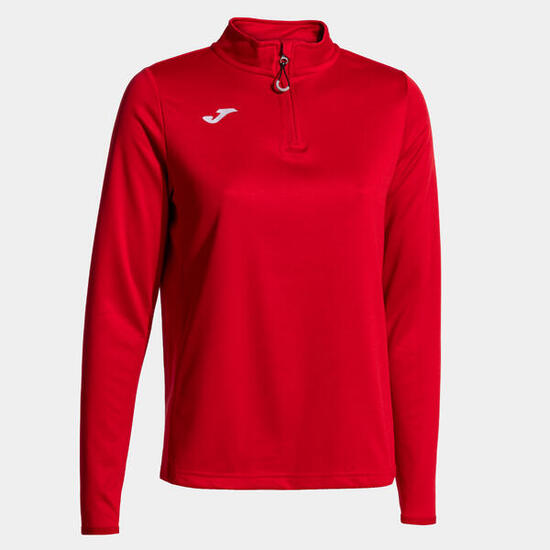 Dames Sweatshirt Joma Running Halve Rits Fleece Rood S