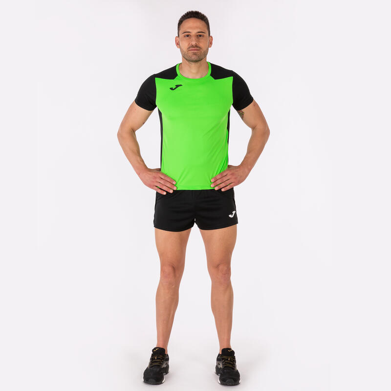 Camiseta Manga Corta Running Hombre Joma Record II Verde Flúor