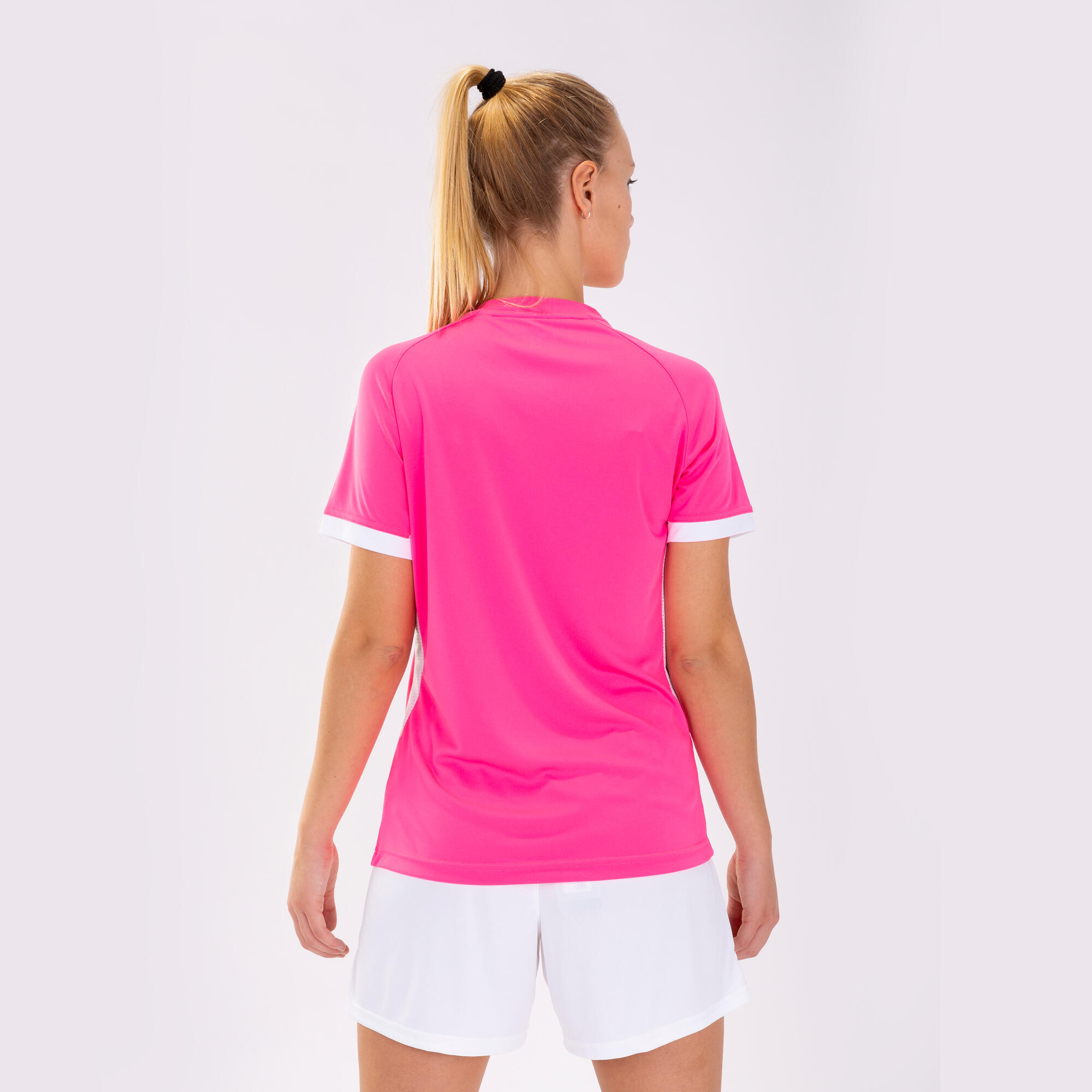 T-Shirt Manga Curta Futebol Mulher Joma Supernova II Rosa Fluor 3/5