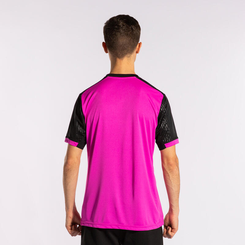 Camiseta Manga Corta Pádel Hombre Joma Montreal Rosa Flúor