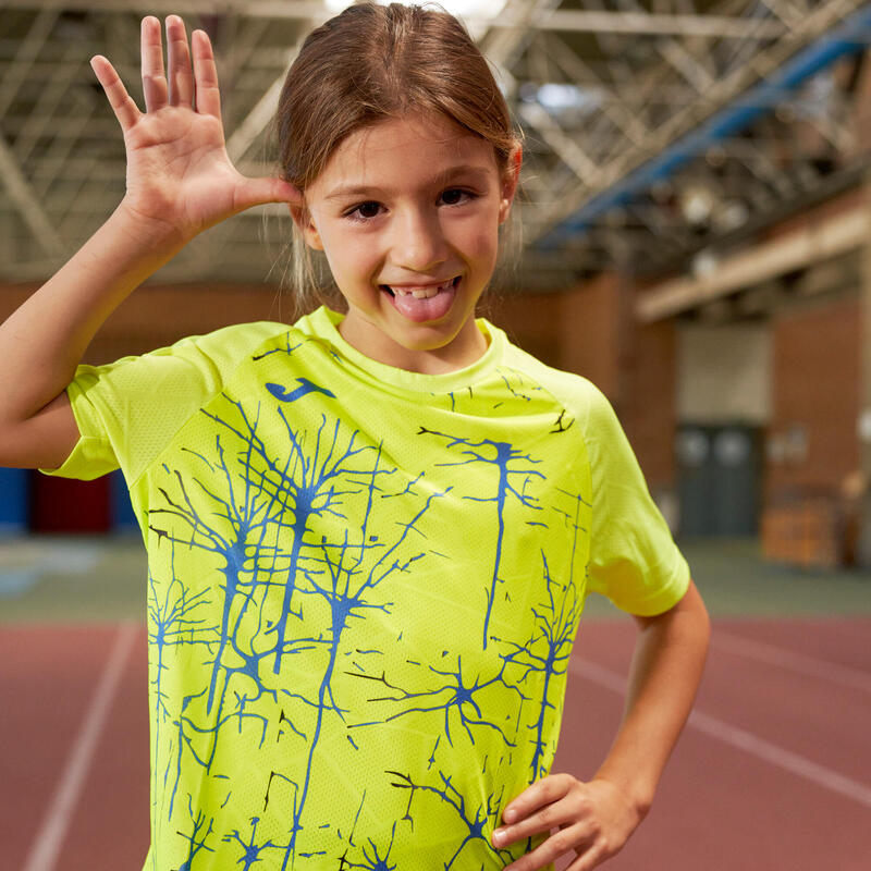 Camiseta Manga Corta Running Niños Joma Elite IX Amarillo Flúor