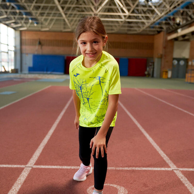 Camiseta Manga Corta Running Niños Joma Elite IX Amarillo Flúor