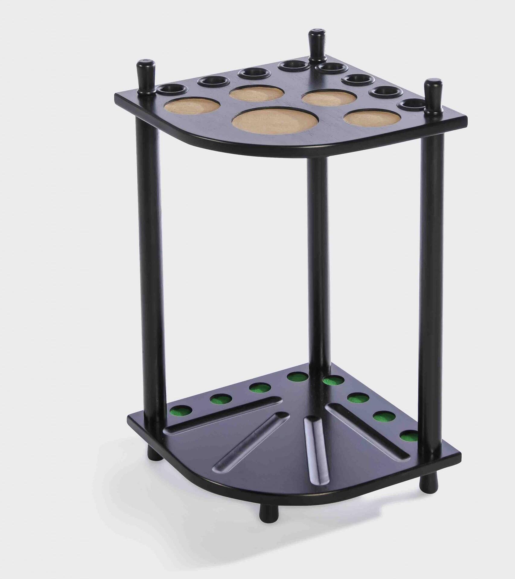 Black Wood Corner Pool Snooker Billiard Cue Stand Rack Holds 8 Cues