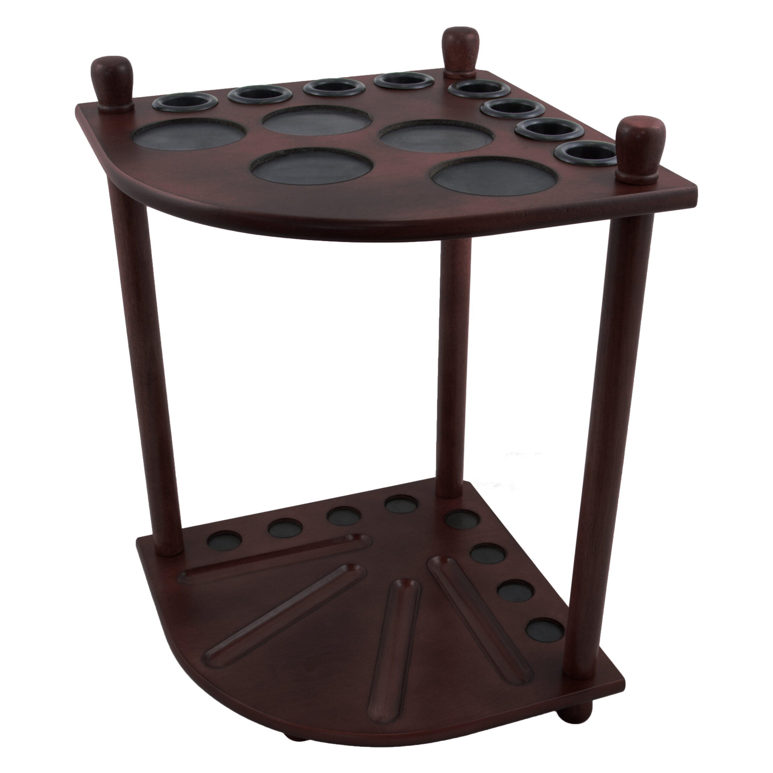 Pool Snooker Billiard Table Corner Cue Stand Rack Drink Ball Holder Mahogany