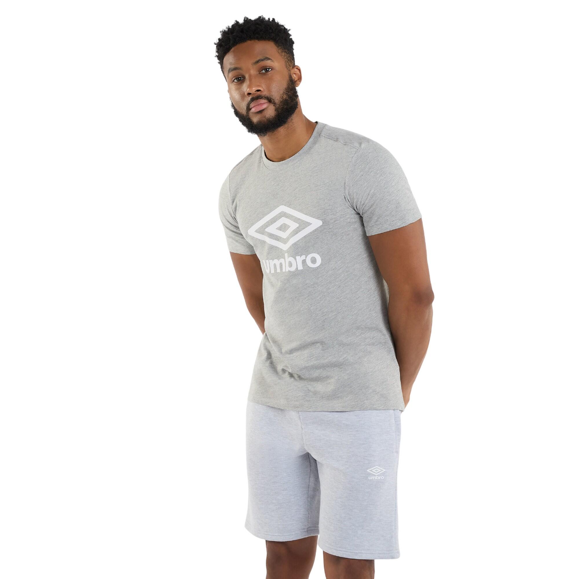UMBRO Mens Stacked Logo TShirt (Grey Marl)