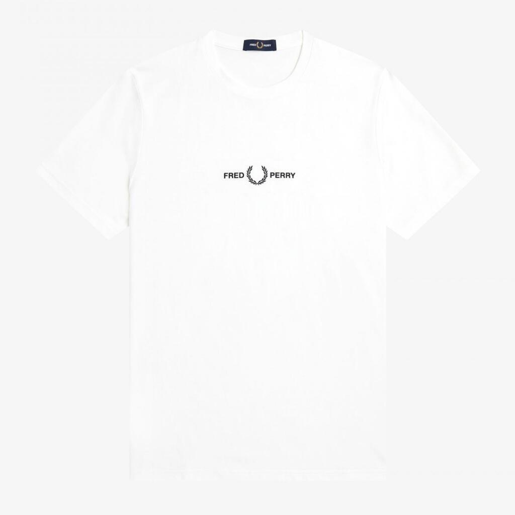 T-shirt pour homme Fred Perry brodé Blanc. 2/5