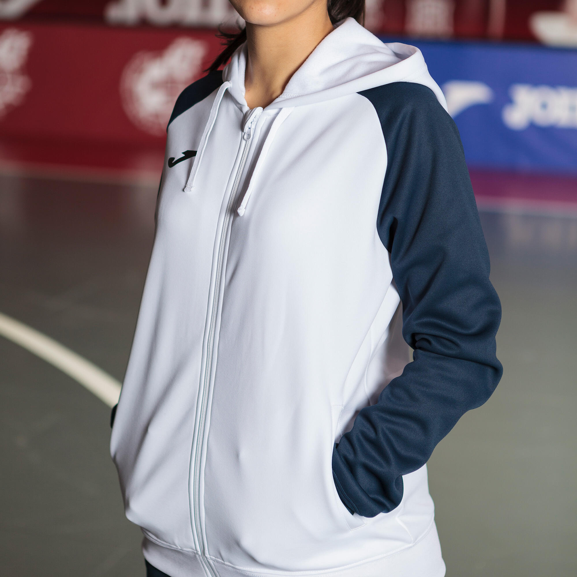Chaqueta Con Capucha Fútbol Mujer Joma Academy IV Blanco 3/5