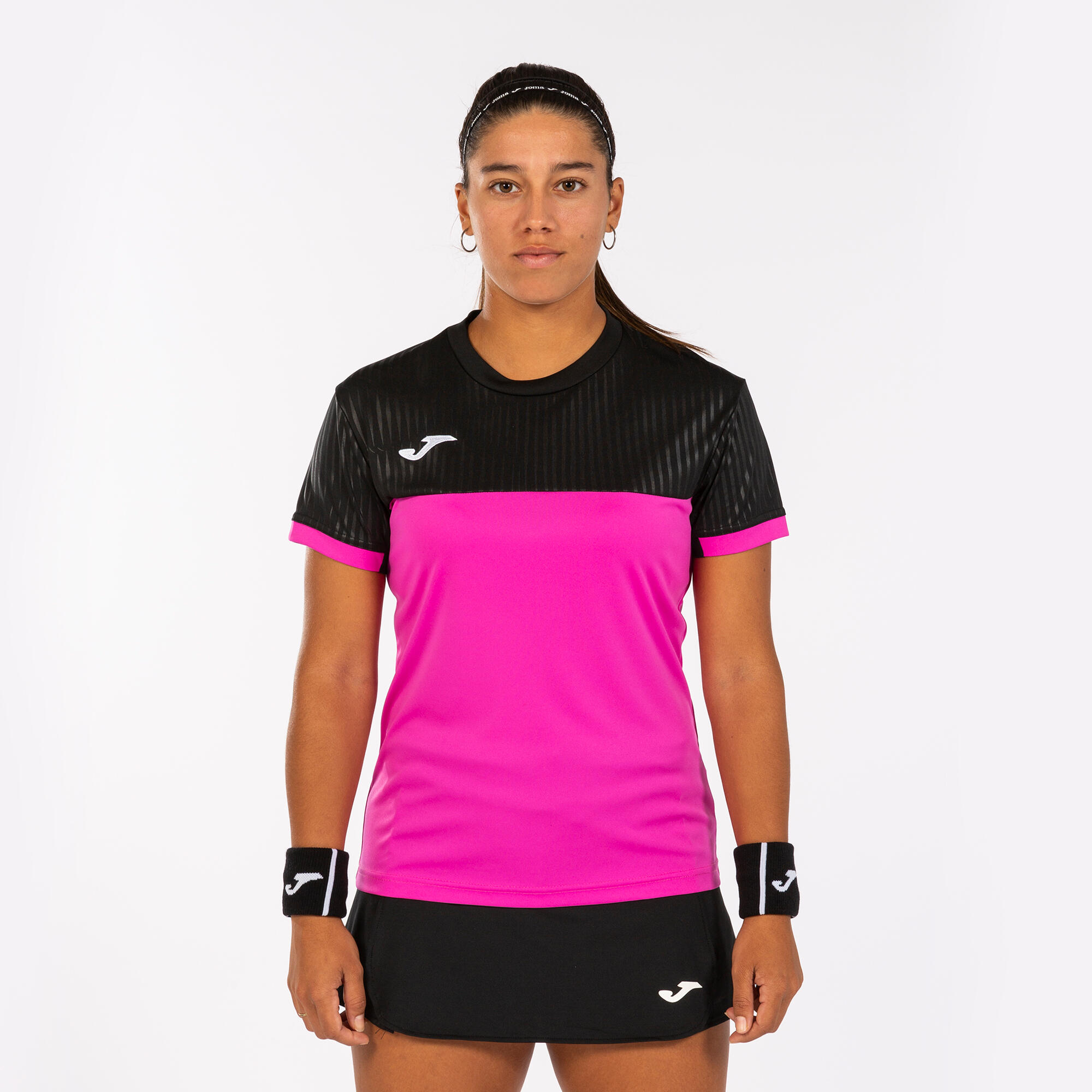 Maillot Manches Courtes Padel Femme Joma Montreal Rose Fluo 2/7