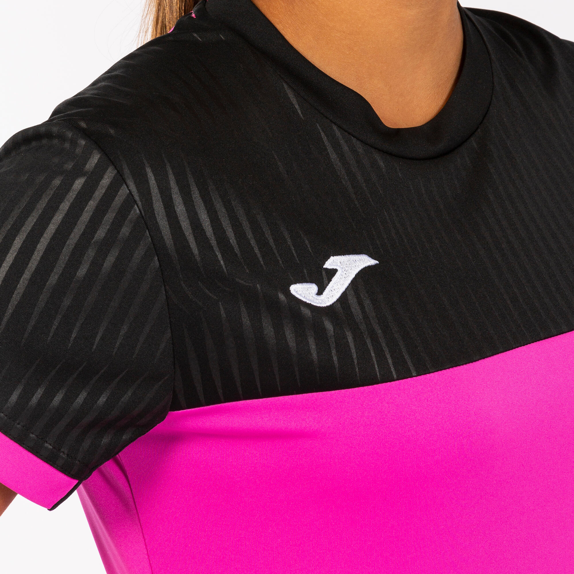 Maillot Manches Courtes Padel Femme Joma Montreal Rose Fluo 4/7