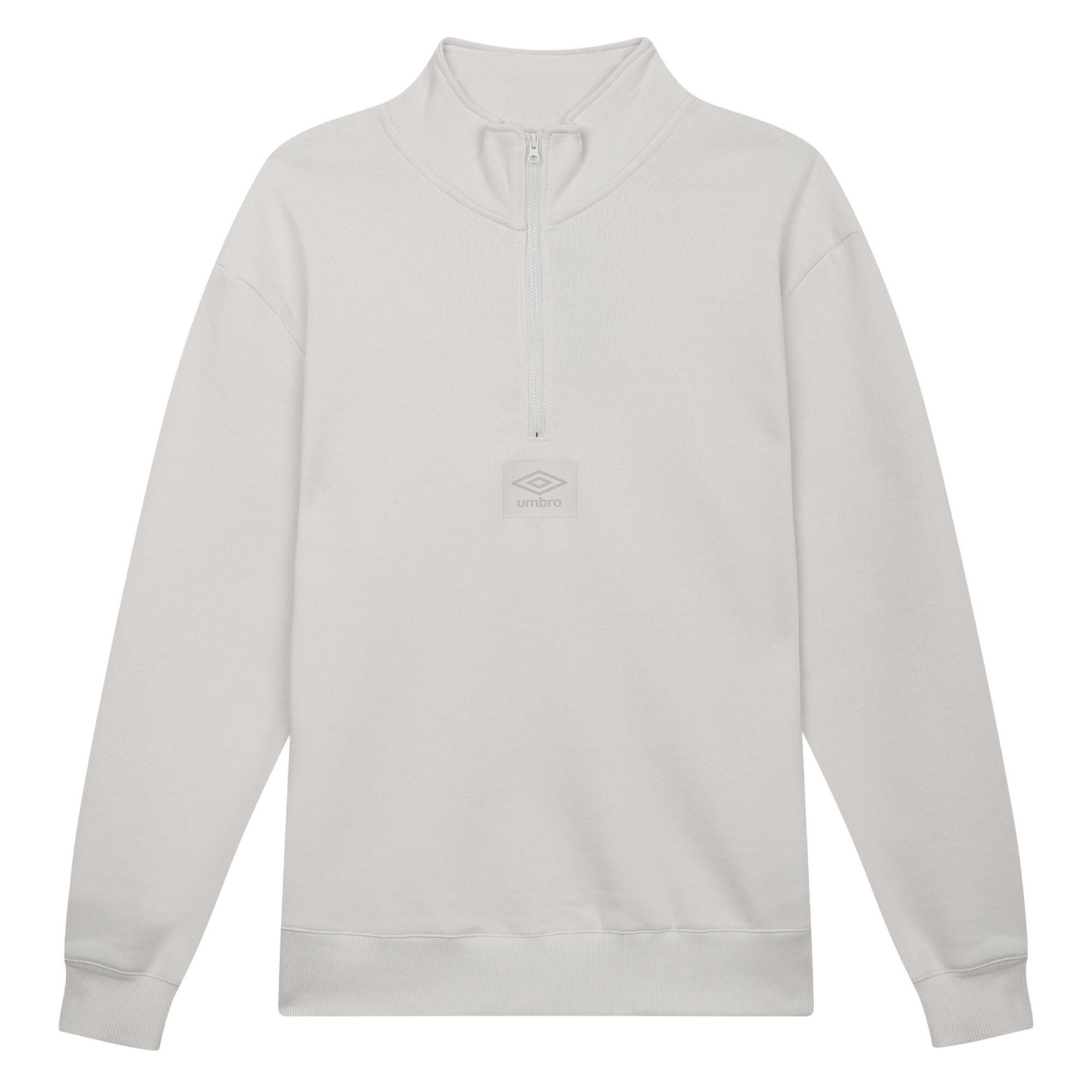 Mens Logo Quarter Zip Fleece Top White Sand