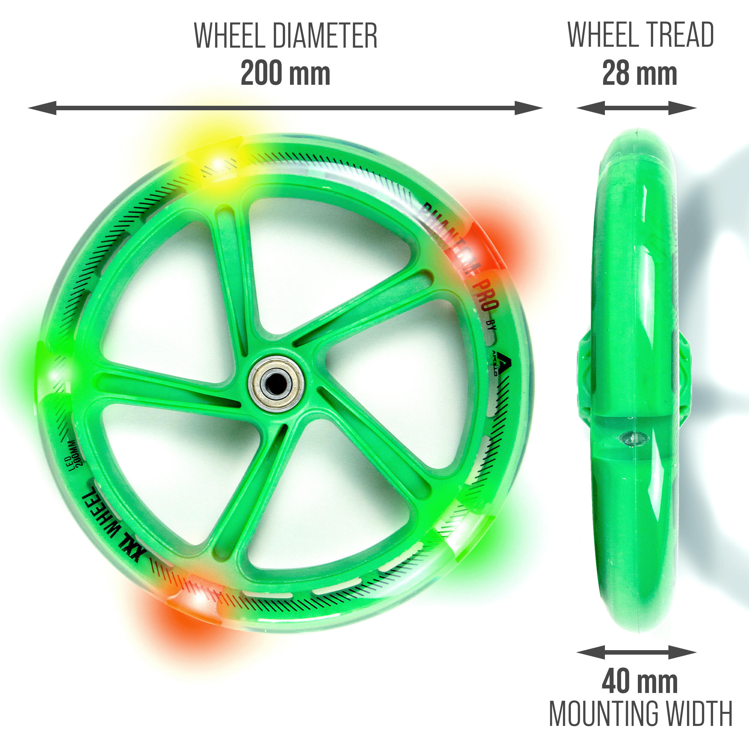 City Scooter 200mm Ersatzräder - Pro Wheels ABEC 7, LED verfügbar 3/7