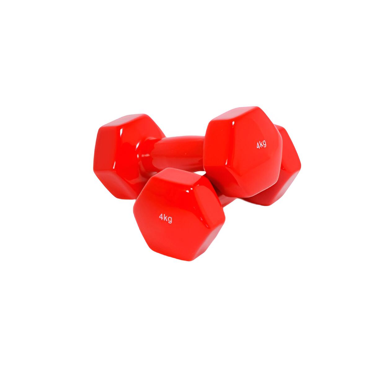 2 Unidades 4 kg Mancuernas Pesas Hexagonales de Vinilo Fitness Gimnasia Rojo 2/3
