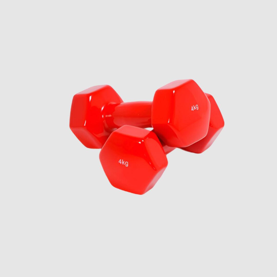 2 Unidades 4 kg Mancuernas Pesas Hexagonales de Vinilo Fitness Gimnasia Rojo 3/3