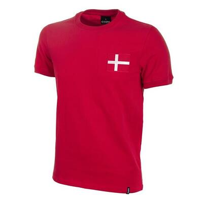 Retro voetbalshirt - heren - denemarken 1970 - rood