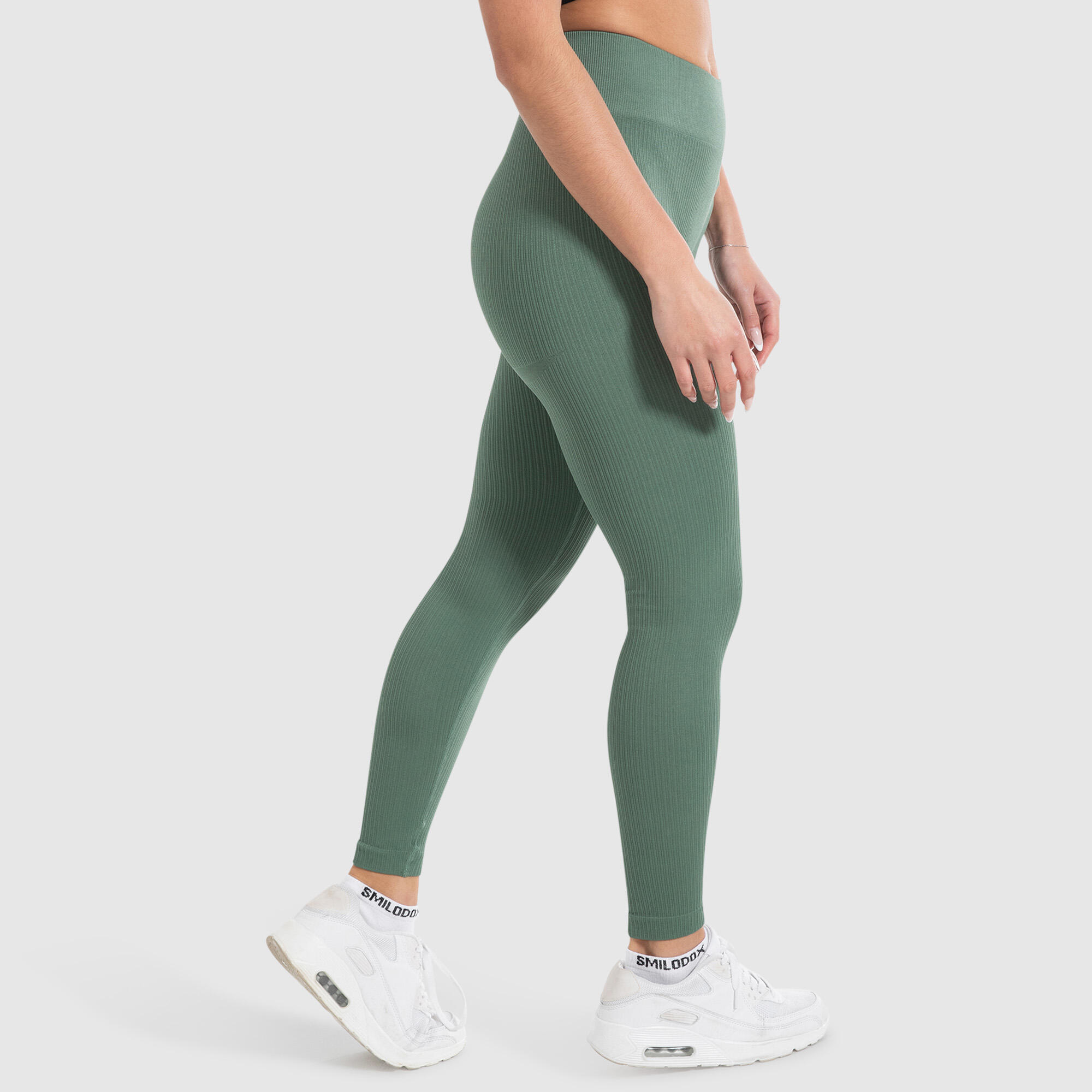Damen High Waist Leggings Amaze Ripp Olive 2/6
