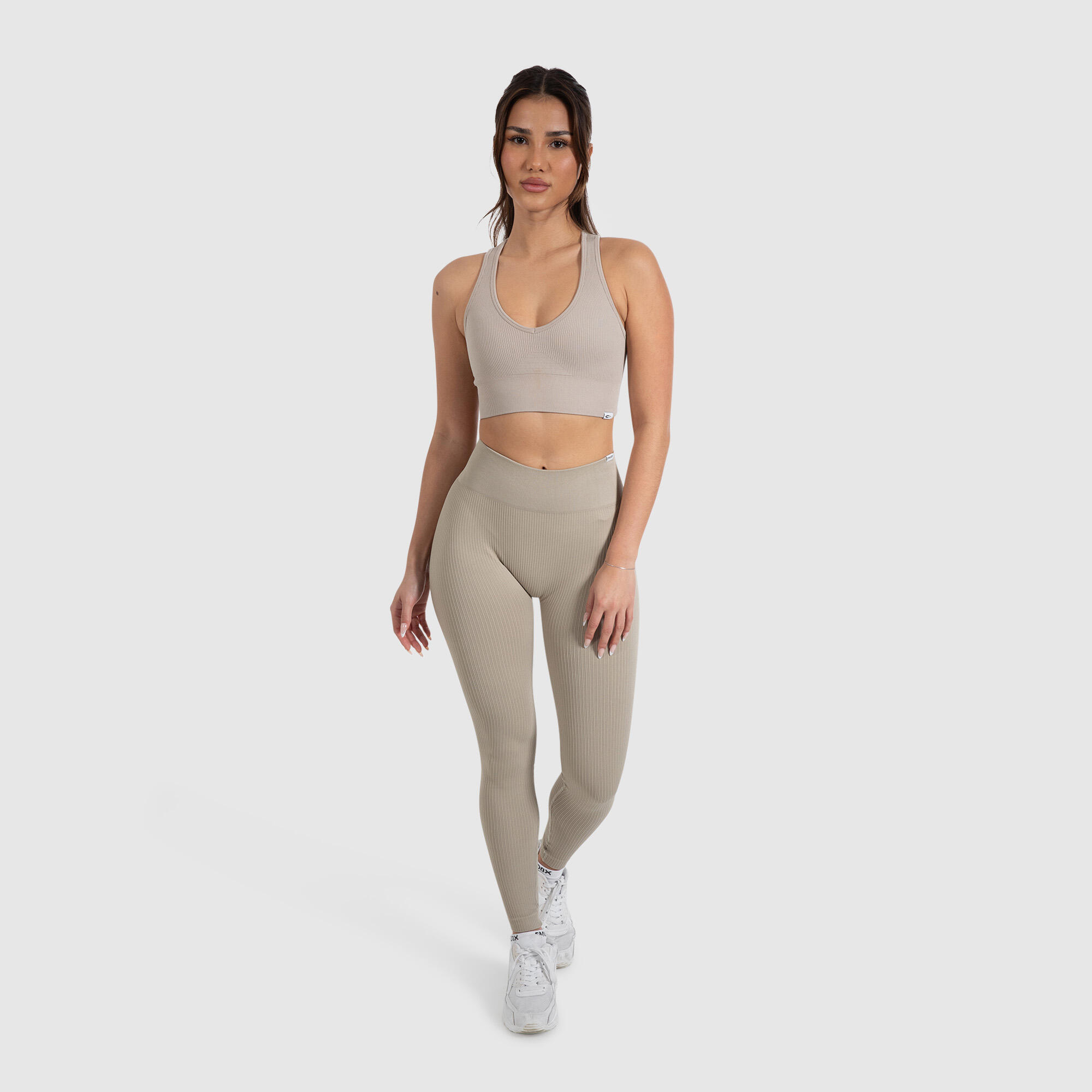 Damen High Waist Leggings Amaze Ripp Khaki 3/6