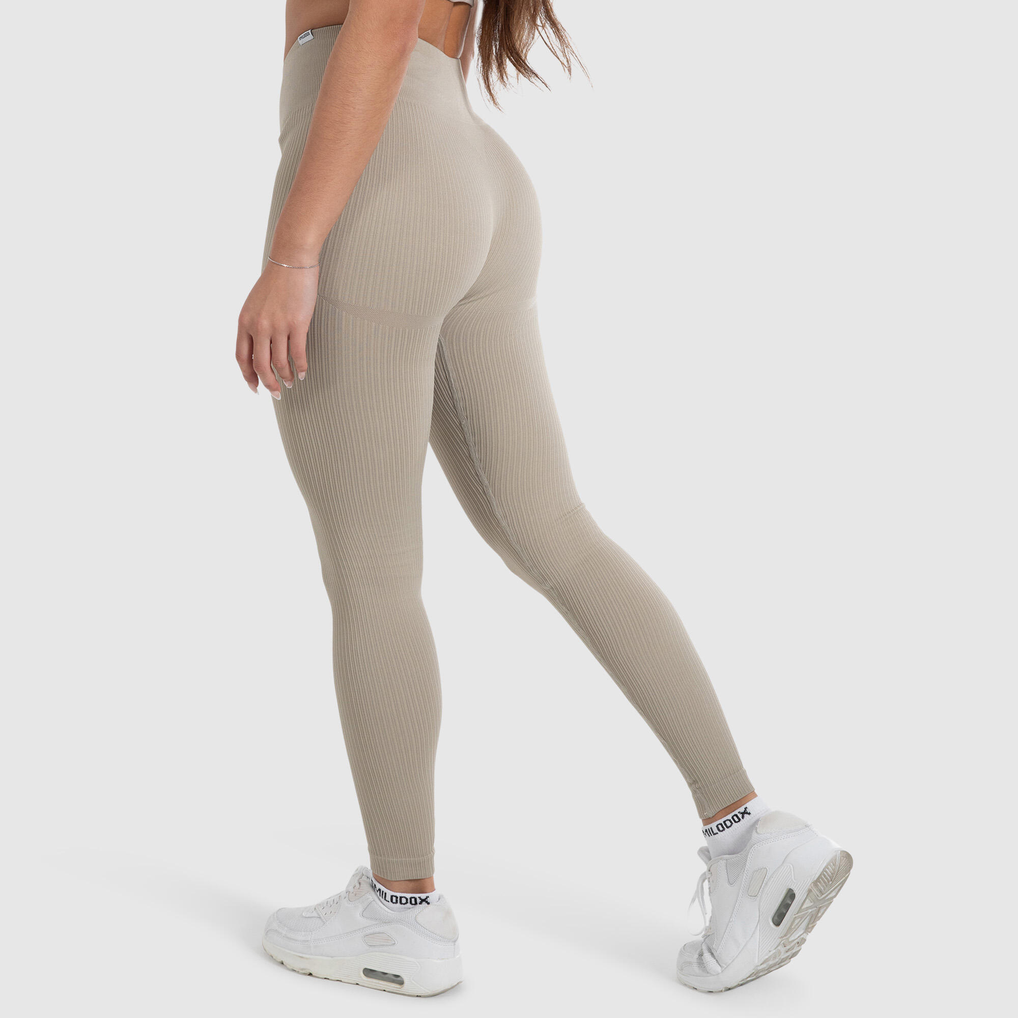 Damen High Waist Leggings Amaze Ripp Khaki 2/6