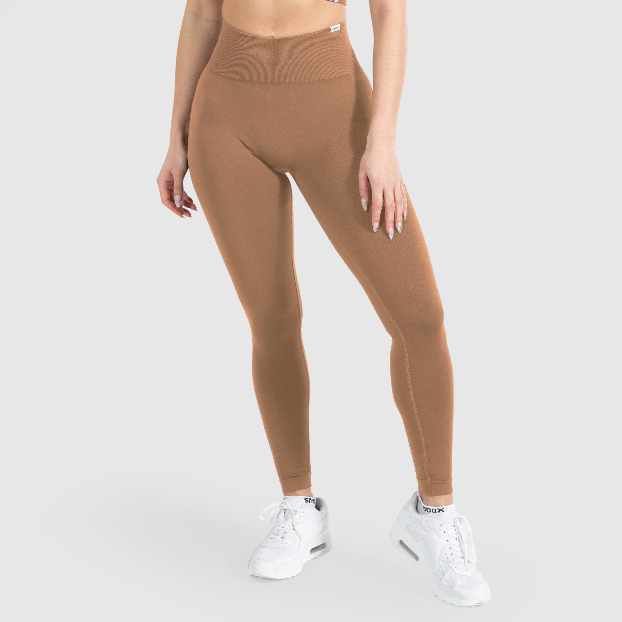 SMILODOX Damen High Waist Leggings Amaze Pro Hellbraun für Sport & Freizeit