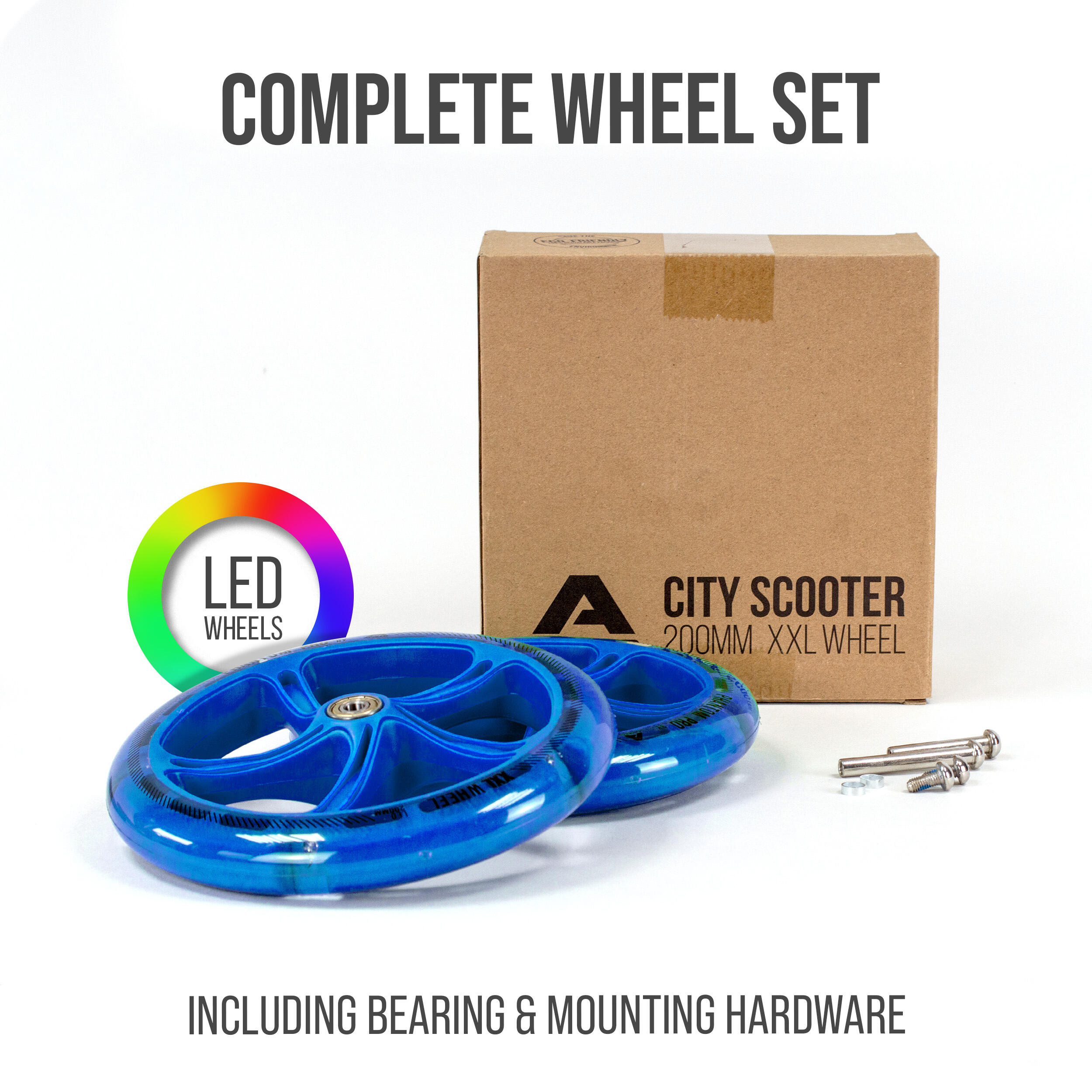 Roue de trottinette adulte 200mm avec roulements ABEC 7 LED 7/7