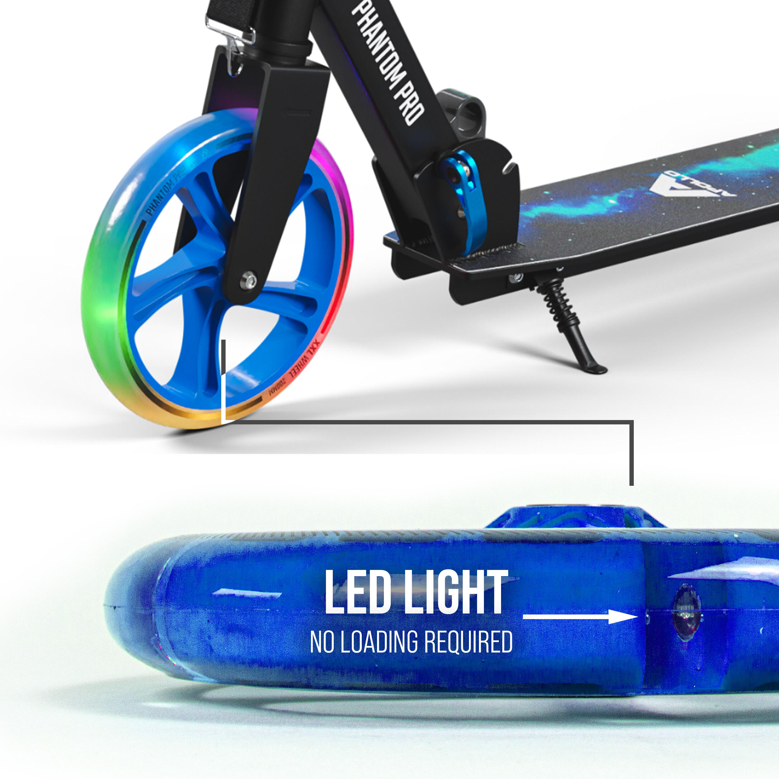 Roue de trottinette adulte 200mm avec roulements ABEC 7 LED 5/7