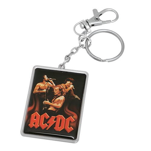ACDC Music Band Logo Trio Chrome Keyring