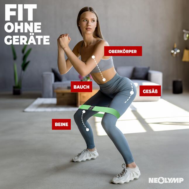 Kurze Fitnessbänder 3er Set Green Robuste und hautfreundliche Mini