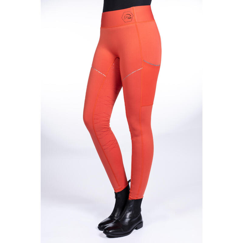 Leggings d'équitation pour femmes Savona Style, fond complet en silicone, ROUGE