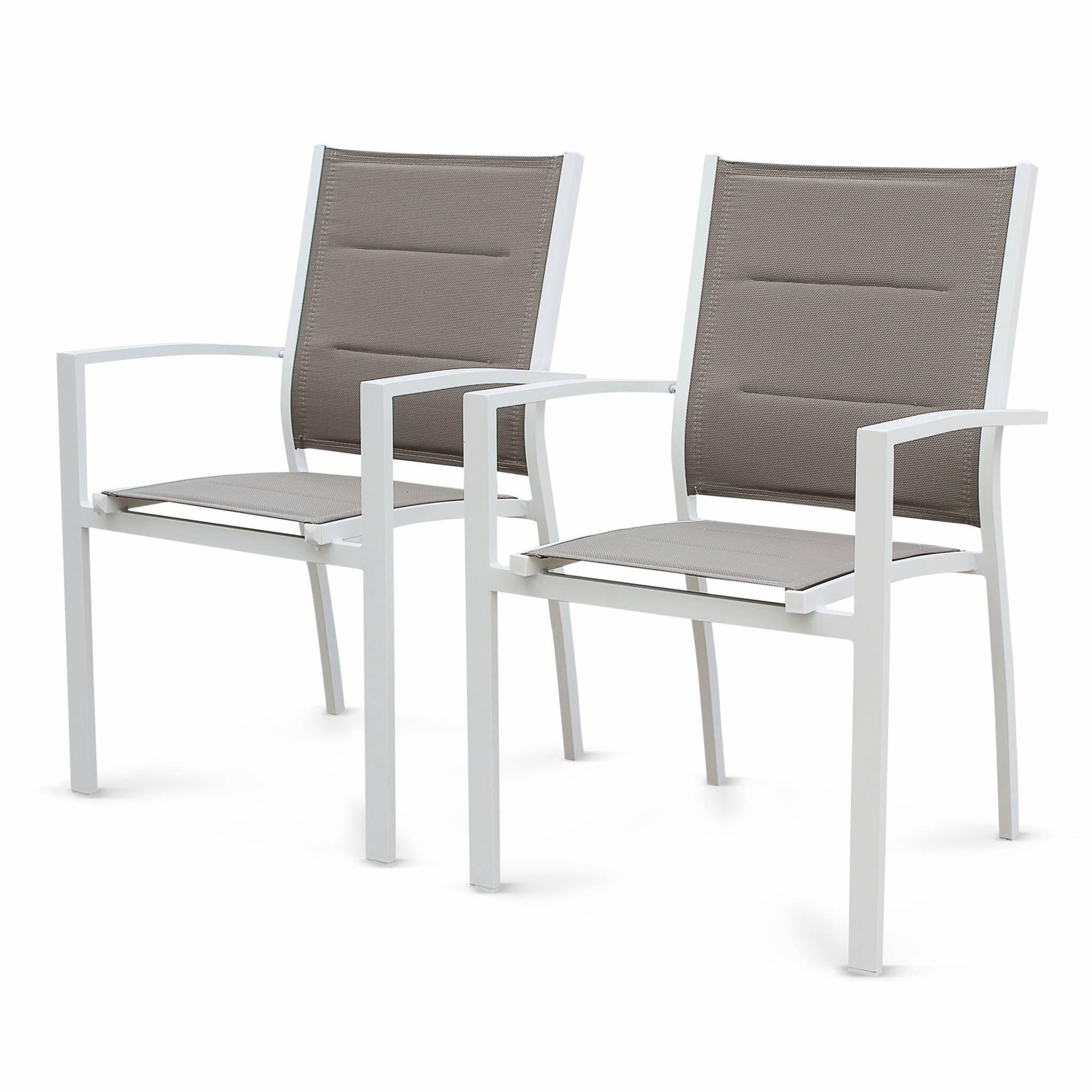 Mesa de jardín extensible de aluminio con 8 sillas, Blanco 5/6