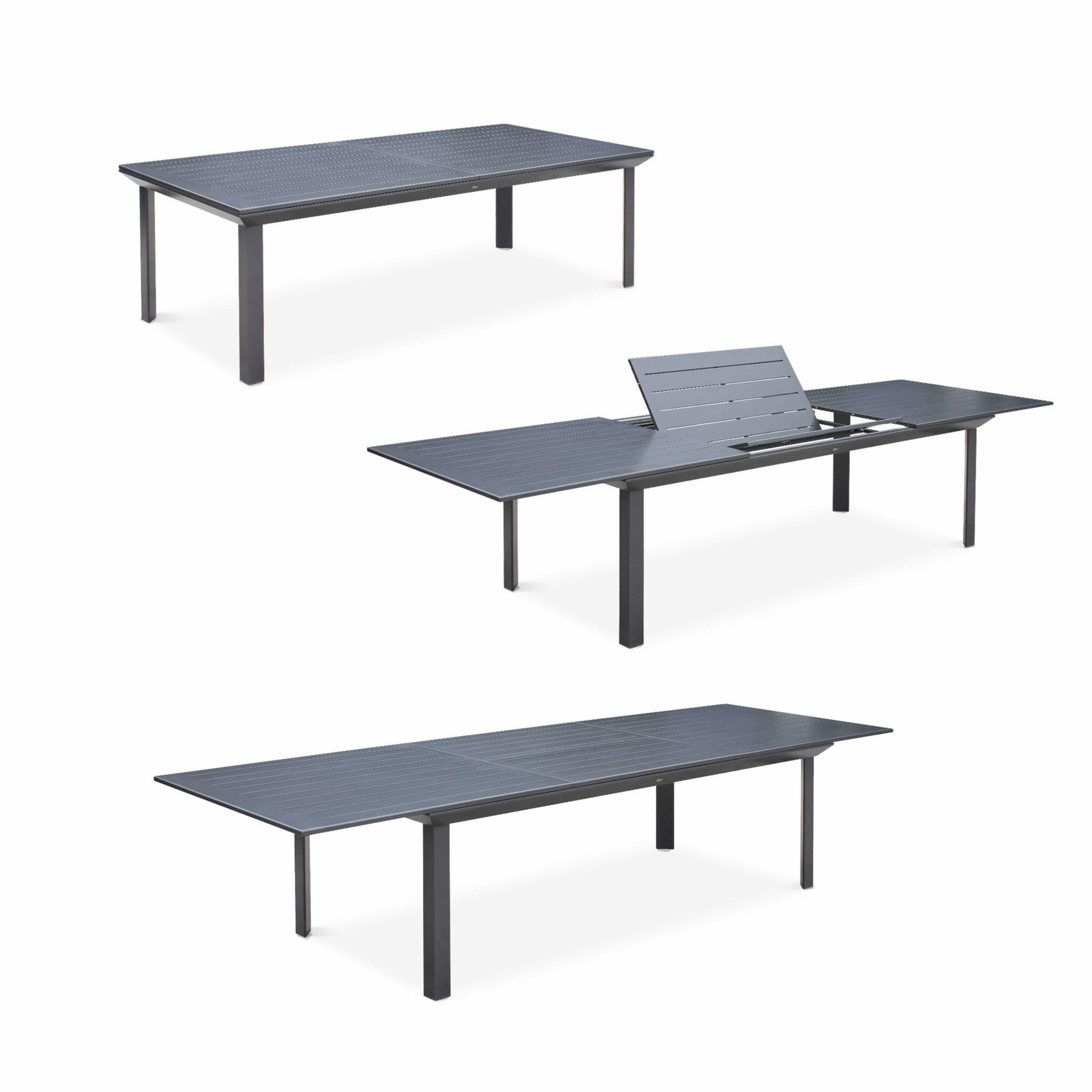 Mesa de jardín extensible de aluminio con 10 sillas, Antracita 4/6