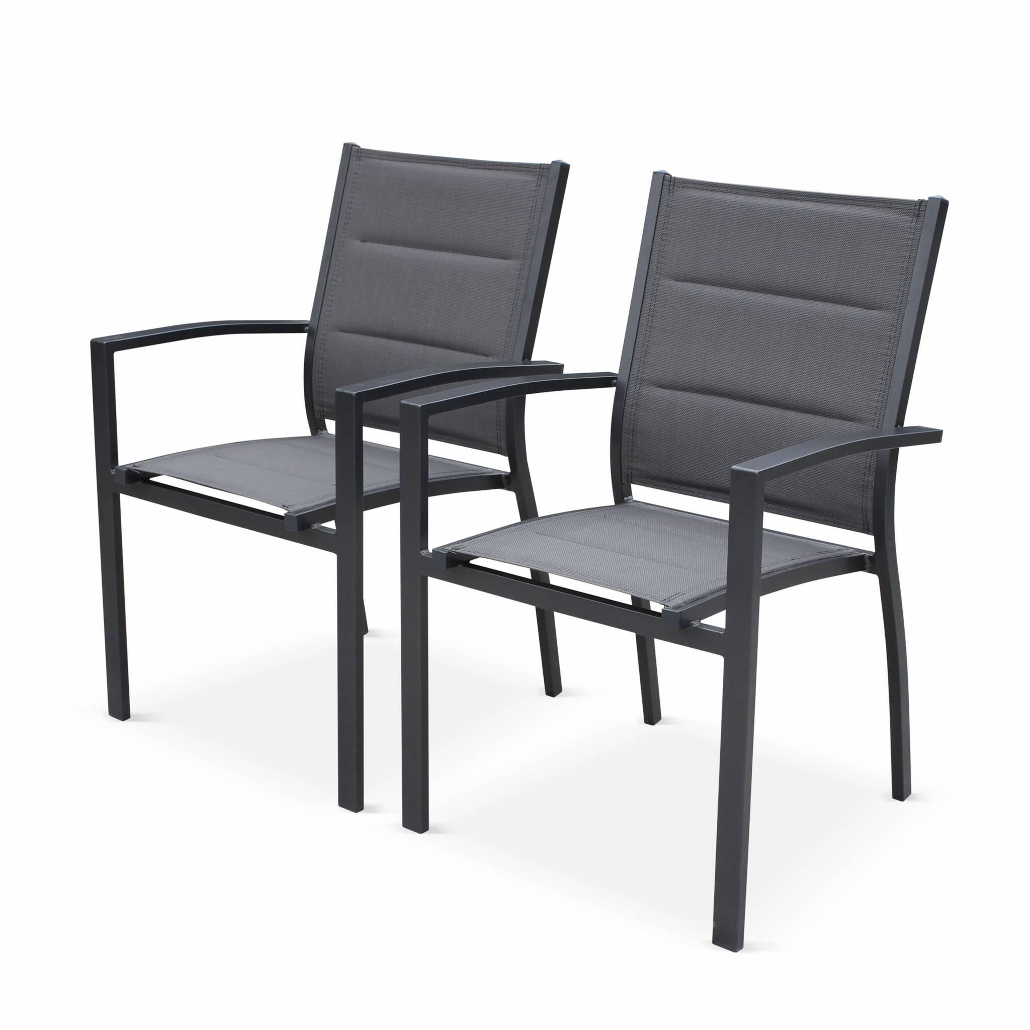 Mesa de jardín extensible de aluminio con 10 sillas, Antracita 5/6