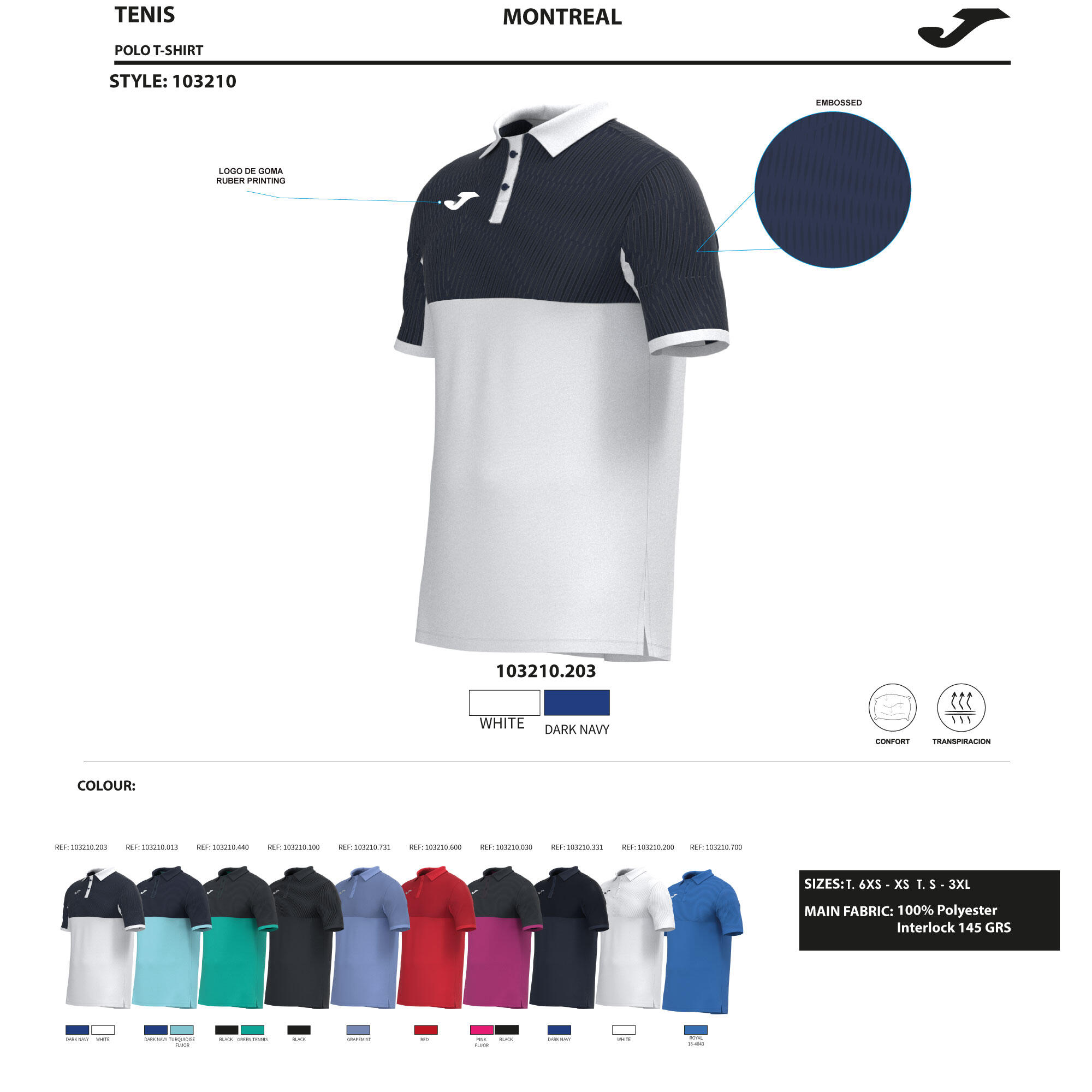 Pólo M/c Padel Homem Joma Montreal Preto 5/5