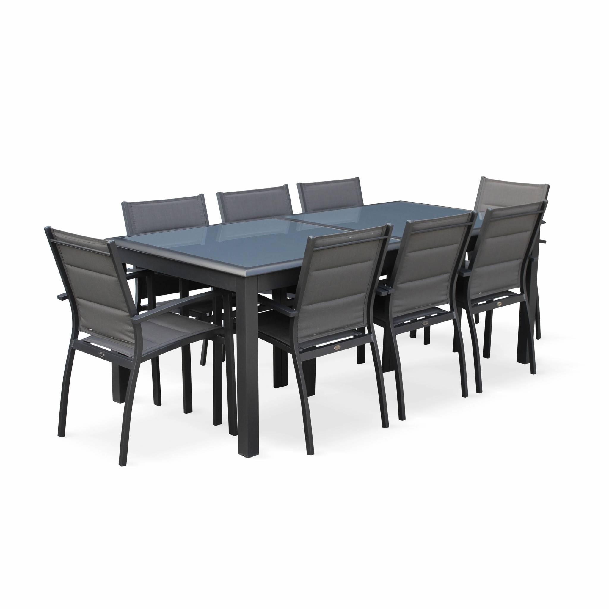 Mesa de jardín extensible de aluminio con 8 sillas, Antracita 3/6
