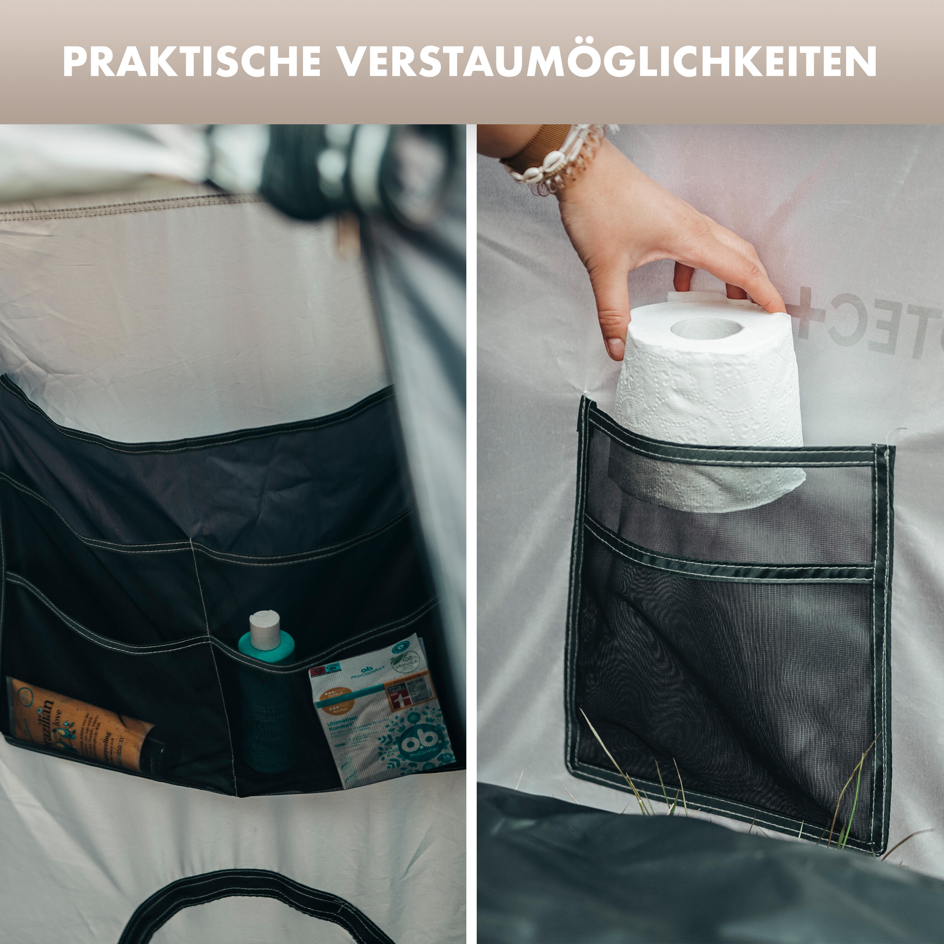 Naturbummler ® Duschzelt Pop-Up [Wasserdicht, Blickdicht & inkl. 5 Taschen] Umkl 4/7