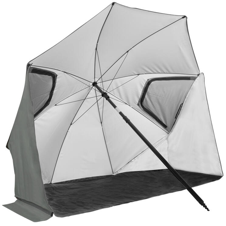 Virtufit - Parasol De Plage Premium - Coupe-vent - 200cm - Gris - Parasol - Gris - Taille Unique - Decathlon