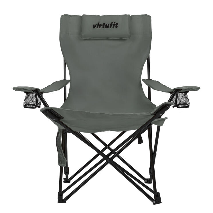 Silla de camping - Plegable - Con reposapiés - Gris 3/8