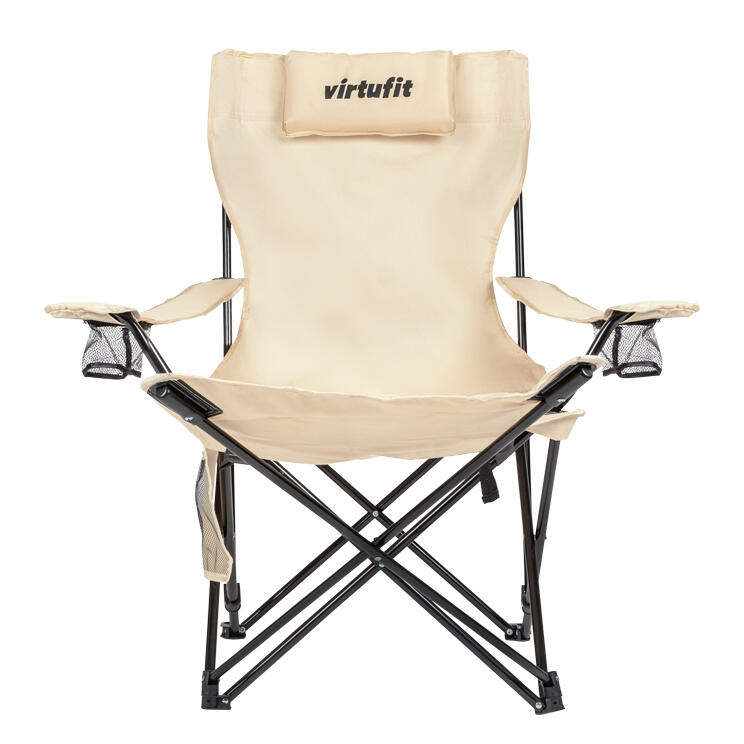 Opvouwbare Camping Stoel - Met voetsteun - Beige 3/8