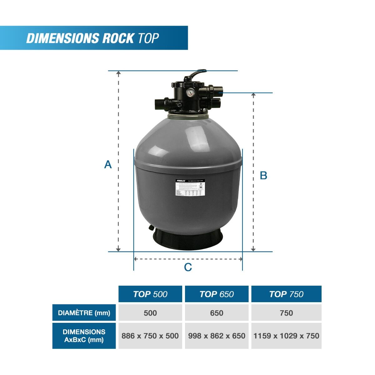 Filtro a sabbia per piscina fino a 95 m³ - Poolex Rock Top PF-RCK650T 3/3