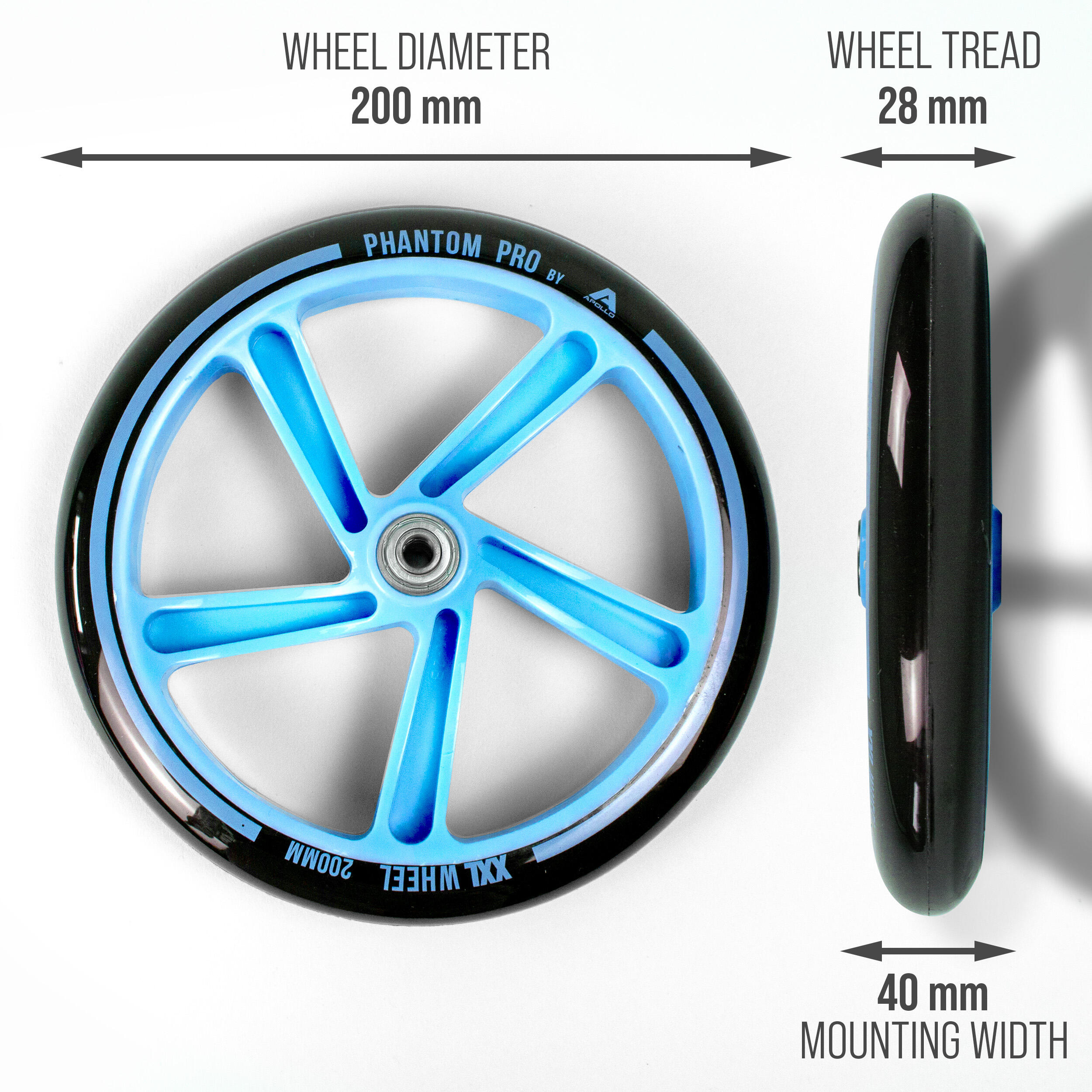City Scooter 200mm Ersatzräder - Pro Wheels ABEC 7, LED verfügbar 3/7