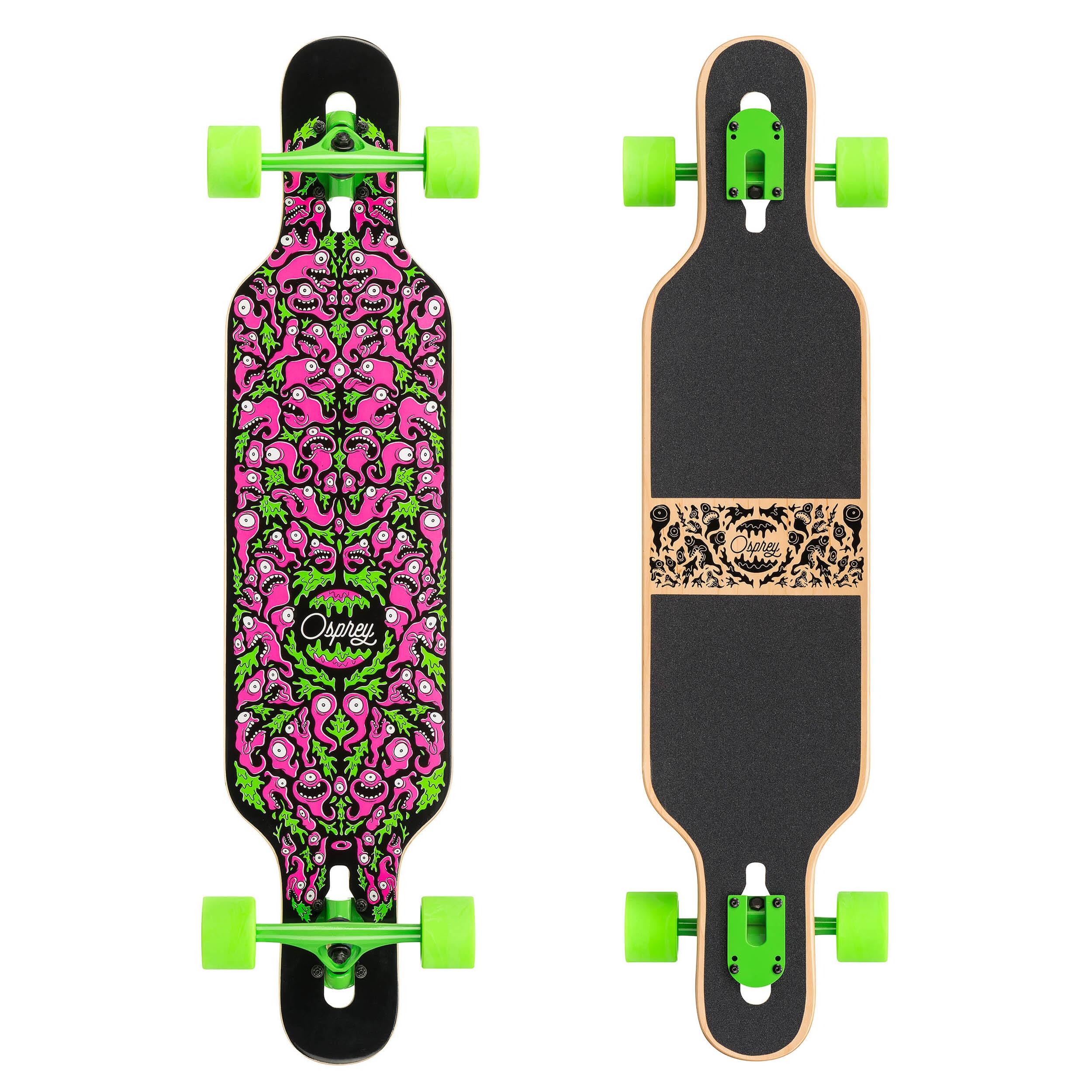 OSPREY ACTION SPORTS Osprey Complete Longboard, Twin Top Maple Concave Deck Character