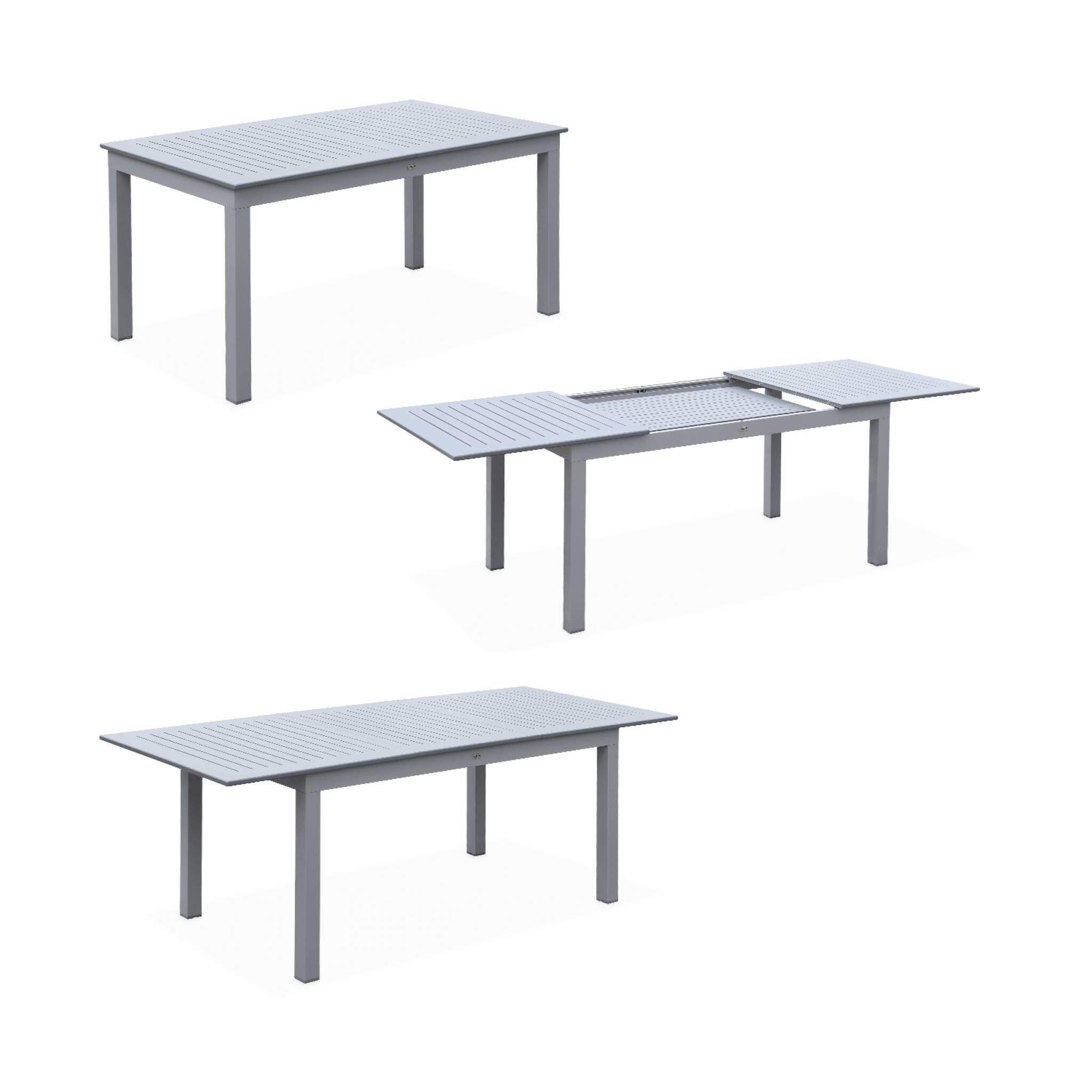 Mesa de jardín extensible de aluminio con 6 sillas, Gris 5/6