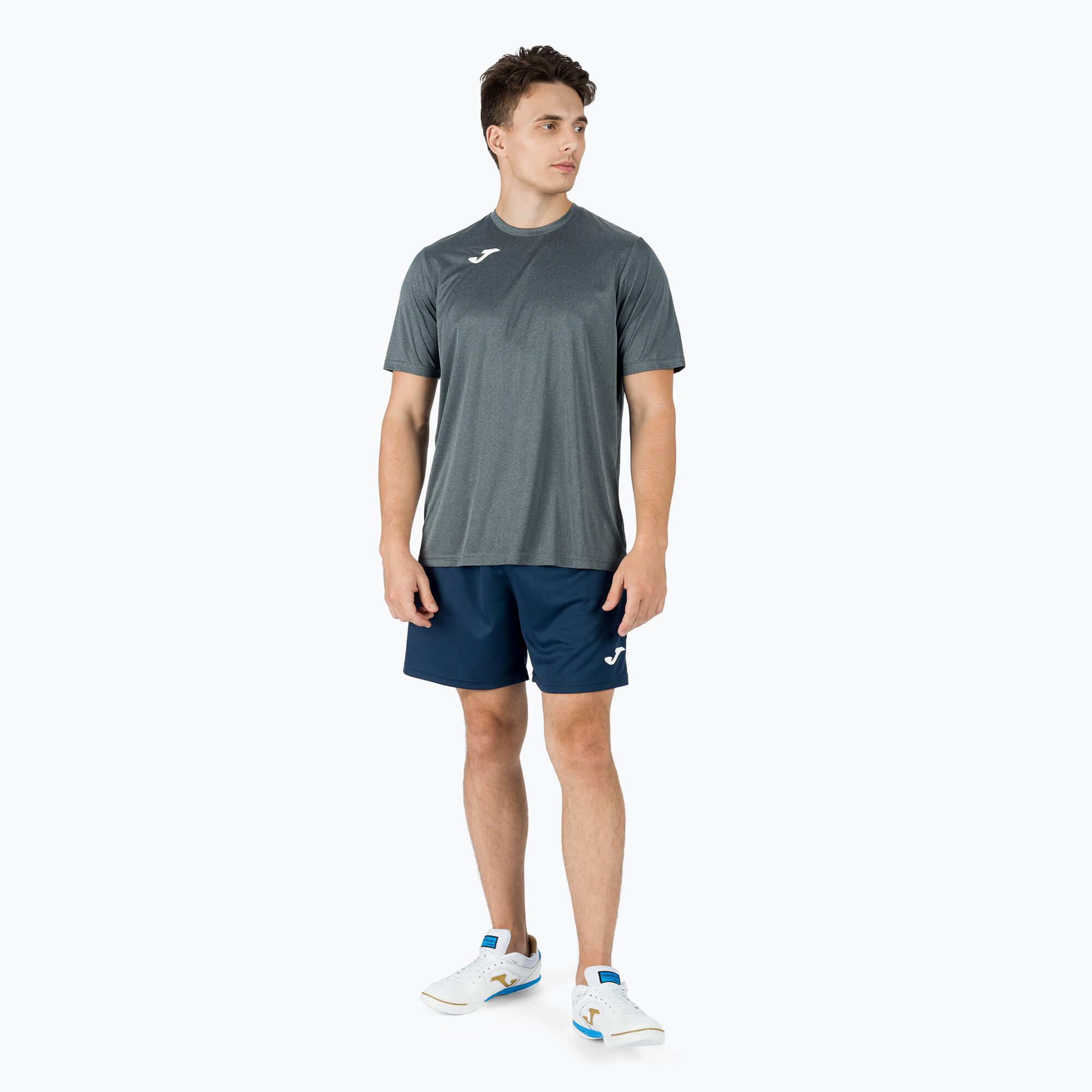 Maillot Manches Courtes Football Homme Joma Combi Gris Melange 5/7