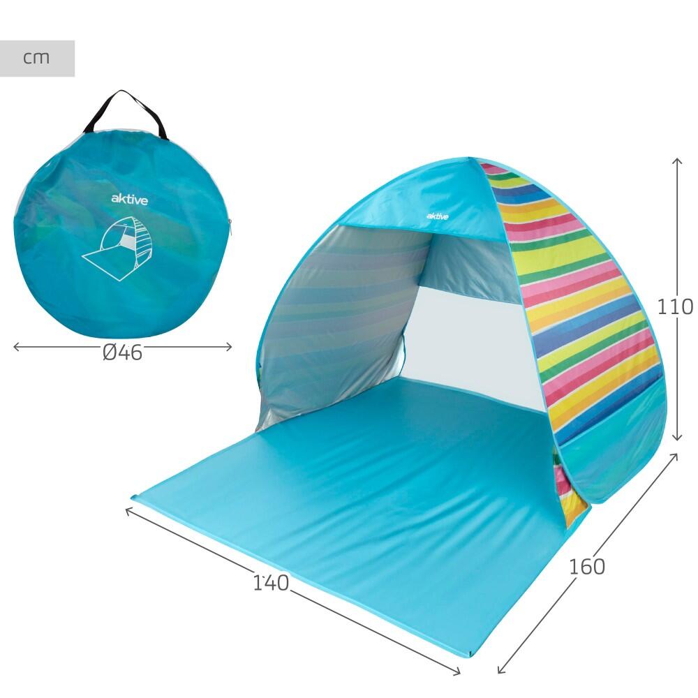 Aktive Tenda da spiaggia pop-up multicolore per 2 persone UV50 con pavimento 4/7