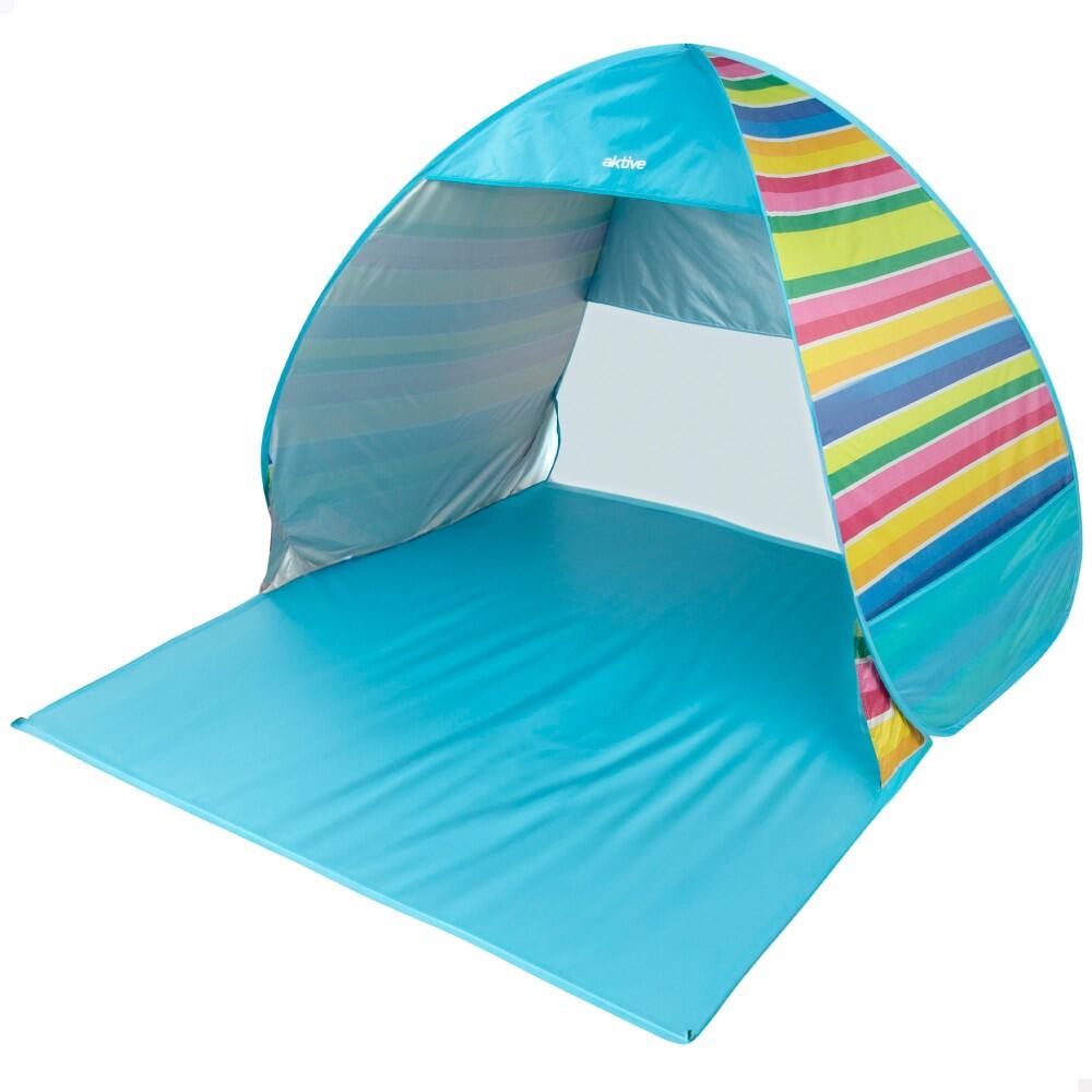 Aktive - Aktive Tente De Plage Pop-up Multicolore Pour 2 Personnes Uv50 Avec Plancher - Tente - Bleu - 2 Places - Decathlon