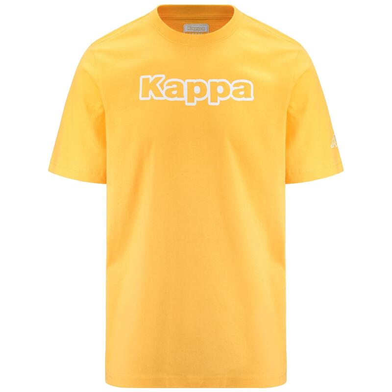 kappa t-shirt da uomo in cotone giallo da cardio training