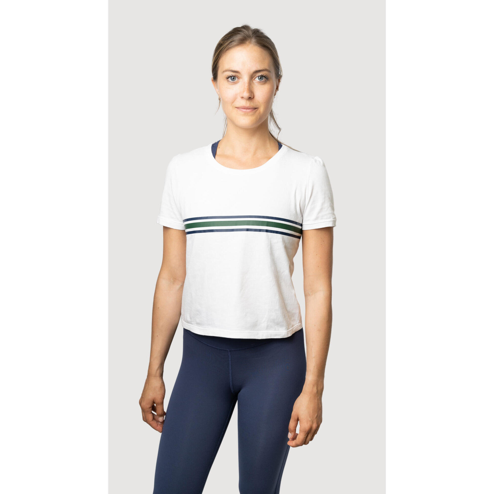 Les Actives Paris - Le Tee-shirt L'Allié Vert & Marine - T-shirt Manches Courtes - Blanc|bleu|vert - 40 M - Decathlon