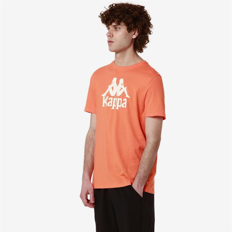 kappa t-shirt da uomo in cotone arancio da fitness .