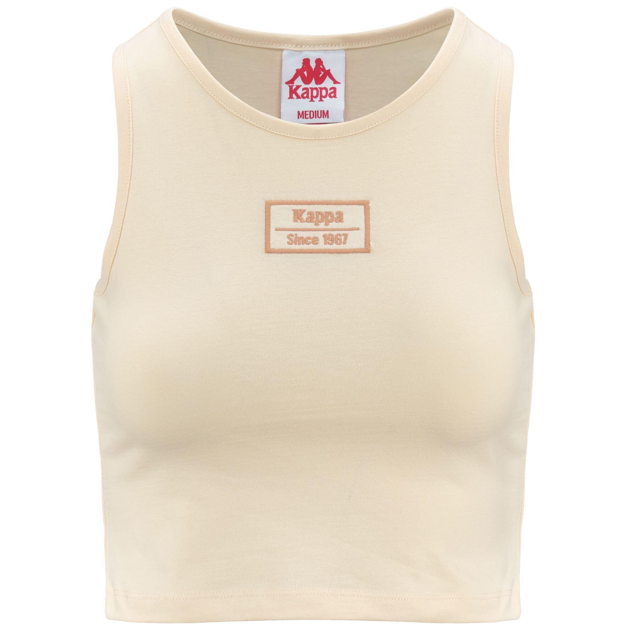 Kappa - Débardeur Femme Kappa Authentic Stew Organic - T-shirt Manches Courtes - Blanc|rose - 44 L - Decathlon