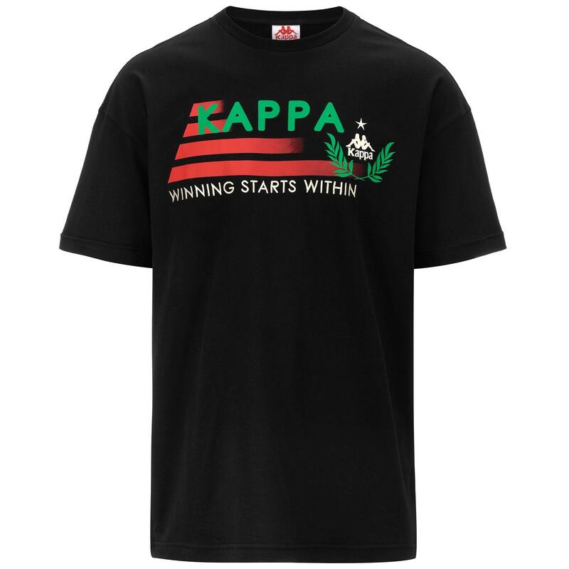 kappa t-shirt da uomo in cotone nero da cardio training